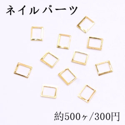 ネイルパーツ メタルパーツ 長方形フレーム 4.7×5.7mm ゴールド【約500ヶ】