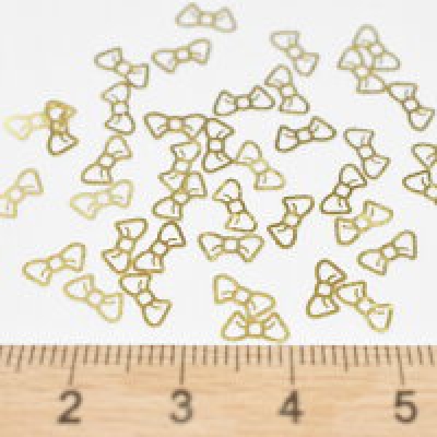 ネイルパーツ リボン メタルパーツ ゴールド アソートセット 3.5×6.5mm(100ヶ) 【Nail Parts】