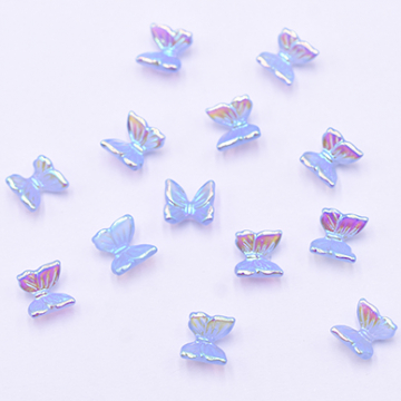 ジェルネイルパーツ 蝶 バタフライ 樹脂製 デコパーツ 貼り付けパーツ オーロラカラー 6×6.5mm（30ヶ）