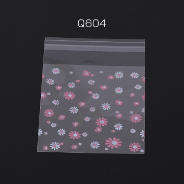 OPP袋 透明テープ付き 10×13cm マーガレット ピンク/ホワイト【約100枚】