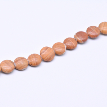 天然石ビーズ オレンジジャスパー コイン型 1連(約33ヶ）