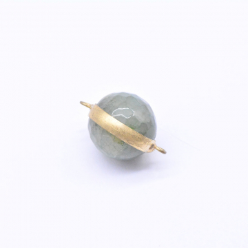 天然石コネクターチャーム　メノウ　枠付き　円形　2カン ゴールド（1ヶ）
