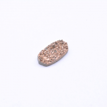 六角形天然石パーツ 水晶 ゴールド 7×14mm（1ヶ）