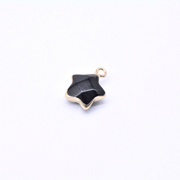 天然石チャーム ブラックオニキス 星型 1カン 12×15mm ゴールド （1ヶ）