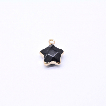 天然石チャーム ブラックオニキス 星型 1カン 12×15mm ゴールド （1ヶ）