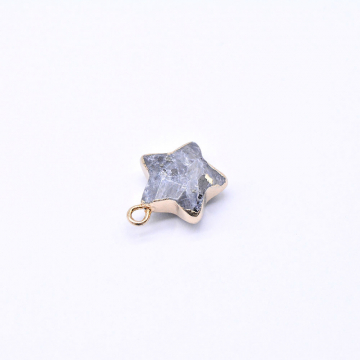 天然石チャーム グレーアゲート 星型 1カン 13×16mm ゴールド （1ヶ）