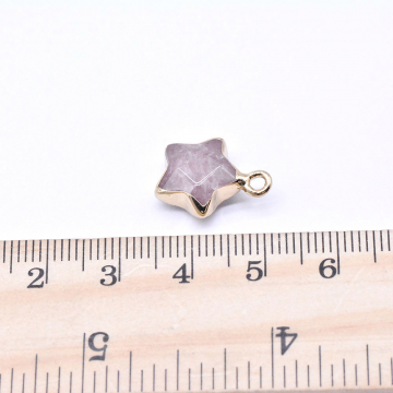天然石チャーム パープルアゲート 星型 1カン 13×16mm ゴールド （1ヶ）