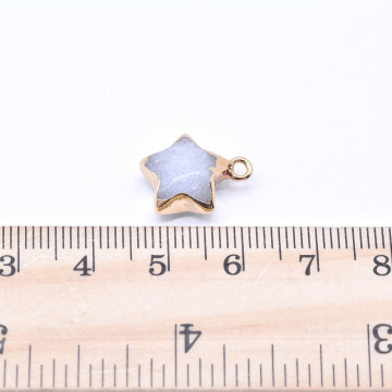 天然石チャーム ホワイトジェイド 星型 1カン 12×15mm ゴールド （1ヶ）