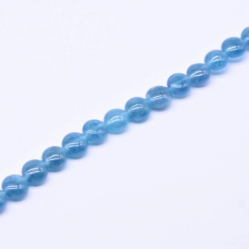 天然石ビーズ 青メノウ ボタン型 1連（約48ケ）
