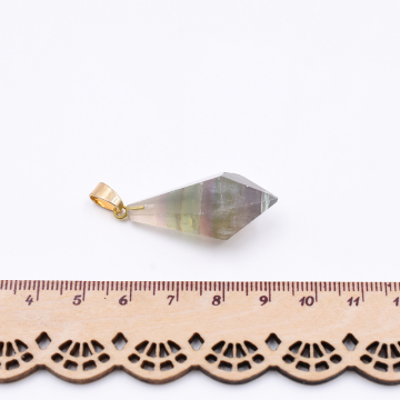 天然石ペンダントトップ  ダイヤモンド型カット  1カン グレー  38x17mm ゴールド (1ヶ）