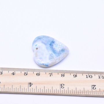 天然石チャーム メノウ ハート型 31×34mm ブルー （1ヶ）