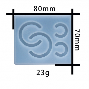 シリコンモールド　DIY　半円ピアスモールド 80×70×7mm (2ヶ)