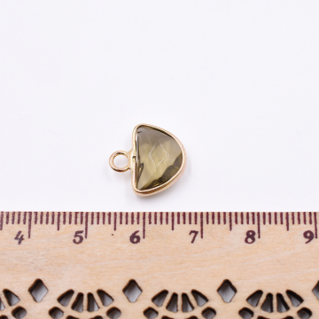 天然石フレームチャーム 半円形カット 1カン 14x13mm ゴールド (1ヶ）
