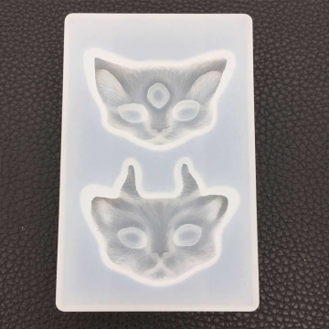 シリコンモールド　猫の顔　２種　鏡面加工　DIY　エポキシモールド　110×72×16mm (2ヶ)