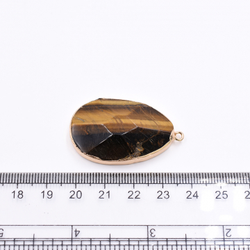 天然石フレームチャーム しずく型カット 1カン ブラウンアゲート 41x24mm ゴールド (1ヶ）