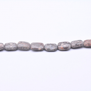 天然石ビーズ レオパードスキンジャスパー 長方形 8ｘ12mm 1連(約35ヶ）