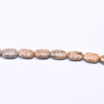 天然石ビーズ ピクチャージャスパー 長方形  8ｘ12mm 1連(約33ヶ）