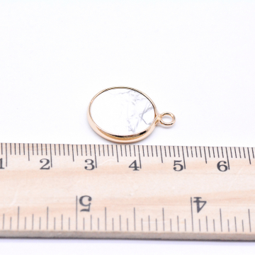 天然石チャーム ターコイズ 円形 1カン 16×21mm ゴールド (1ヶ)
