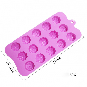 シリコンモールド　氷皿　チョコレート　花型　210×103×15mm（2ヶ）