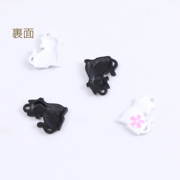 エポチャーム 猫チャーム 桜 カン付き 12×26mm 塗装（6ヶ）