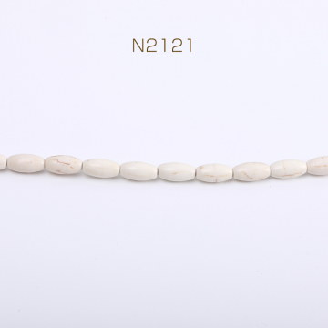 天然石ビーズ ハウライト オーバル 6×12mm（1連）