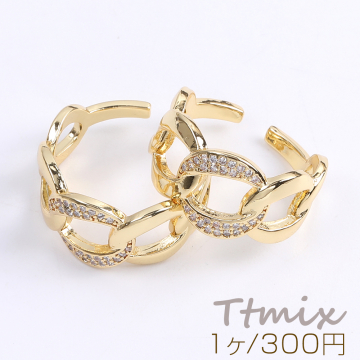 高品質デザインリング 指輪 ジルコニアリング 幅約11mm ゴールド（1ヶ）