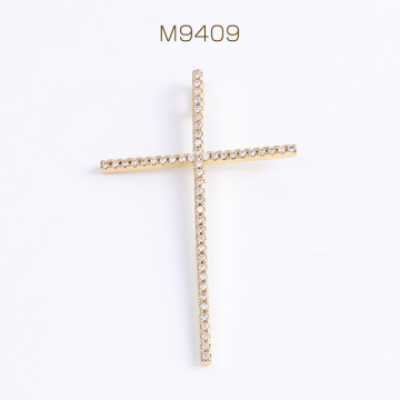 高品質ジルコニアチャーム 十字架 34×54mm ゴールド（1ヶ）