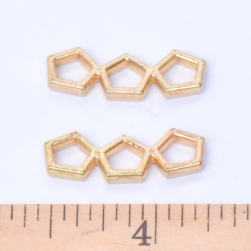 フレームパーツ 3連五角形 7×20mm ゴールド（6ヶ）
