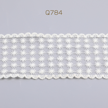 ホワイトラッセルレースリボン ポリエステルリボン レースリボン 服飾資材 ラッピングリボン 手作りヘアリボン幅約8cm ベージュ（50cm）