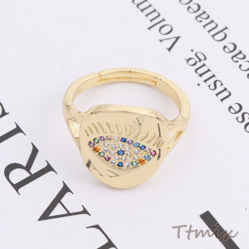 高品質ジルコニアリング デザインリング 指輪 目型 幅約16mm ゴールド（1ヶ）