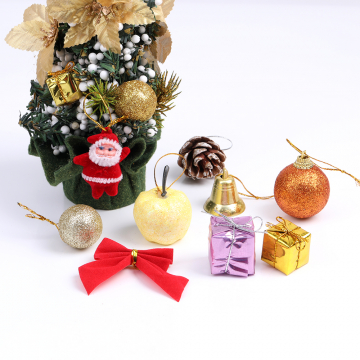 クリスマスオーナメント クリスマス装飾 飾り ミニサンタクロース クリスマスボール 松ぼっくり ラッピングボックス リボン りんご（1袋）